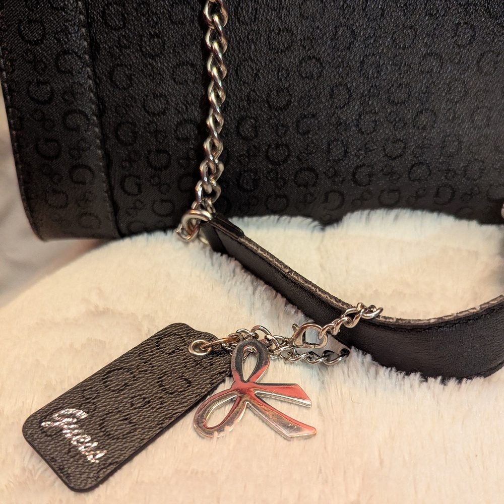 Guess handbag, dark gray/black/silver